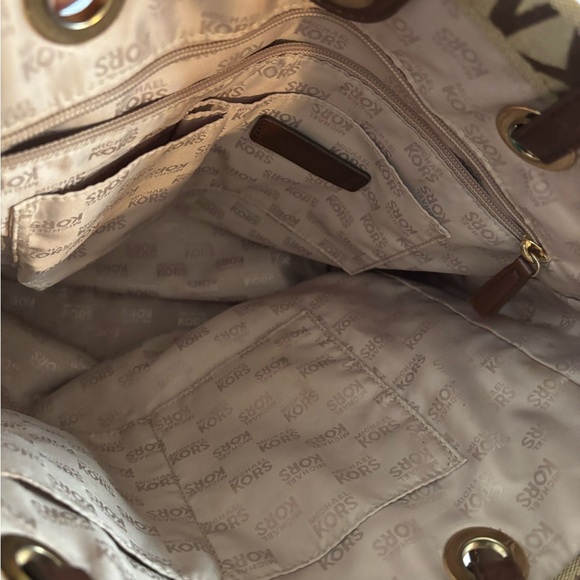 Michael Kors Brown Monogram Tote with Gold Charm - Picture 5 of 5